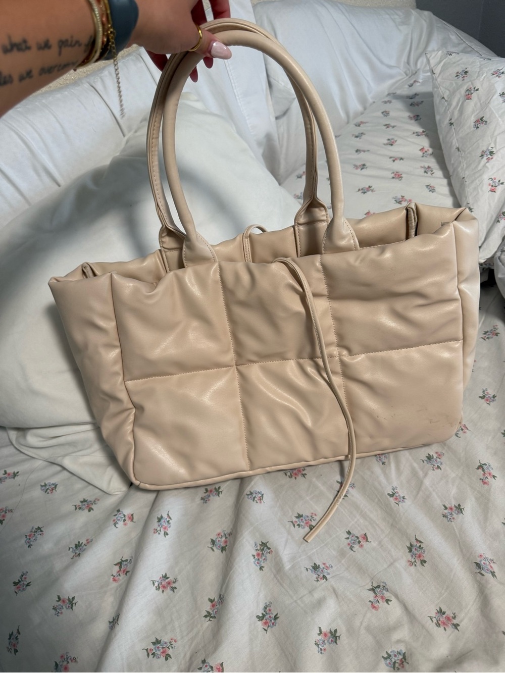 Ulta Beauty Quilted Tote in Light Beige